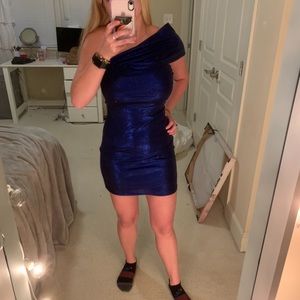 revolve superdown blue shiny dress